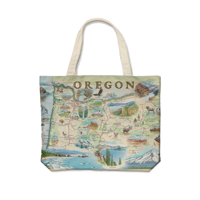 Oregon Map Canvas Tote