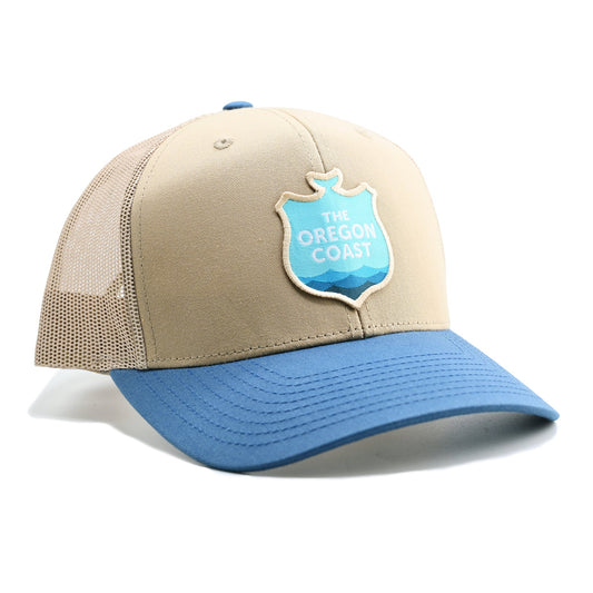 Oregon Coast Logo - Tan Trucker Hat