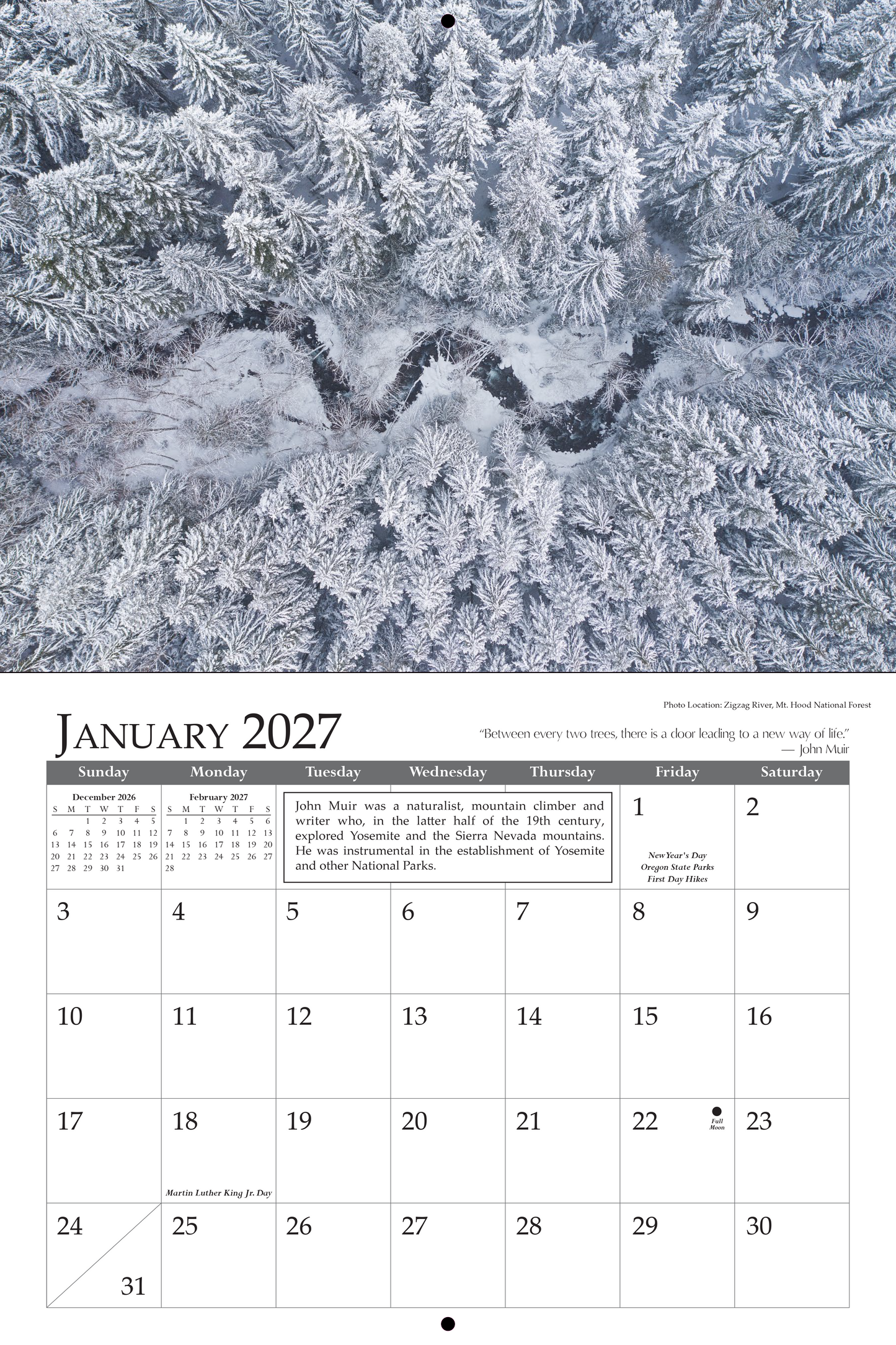 2027 Oregon Parks Forever Calendar