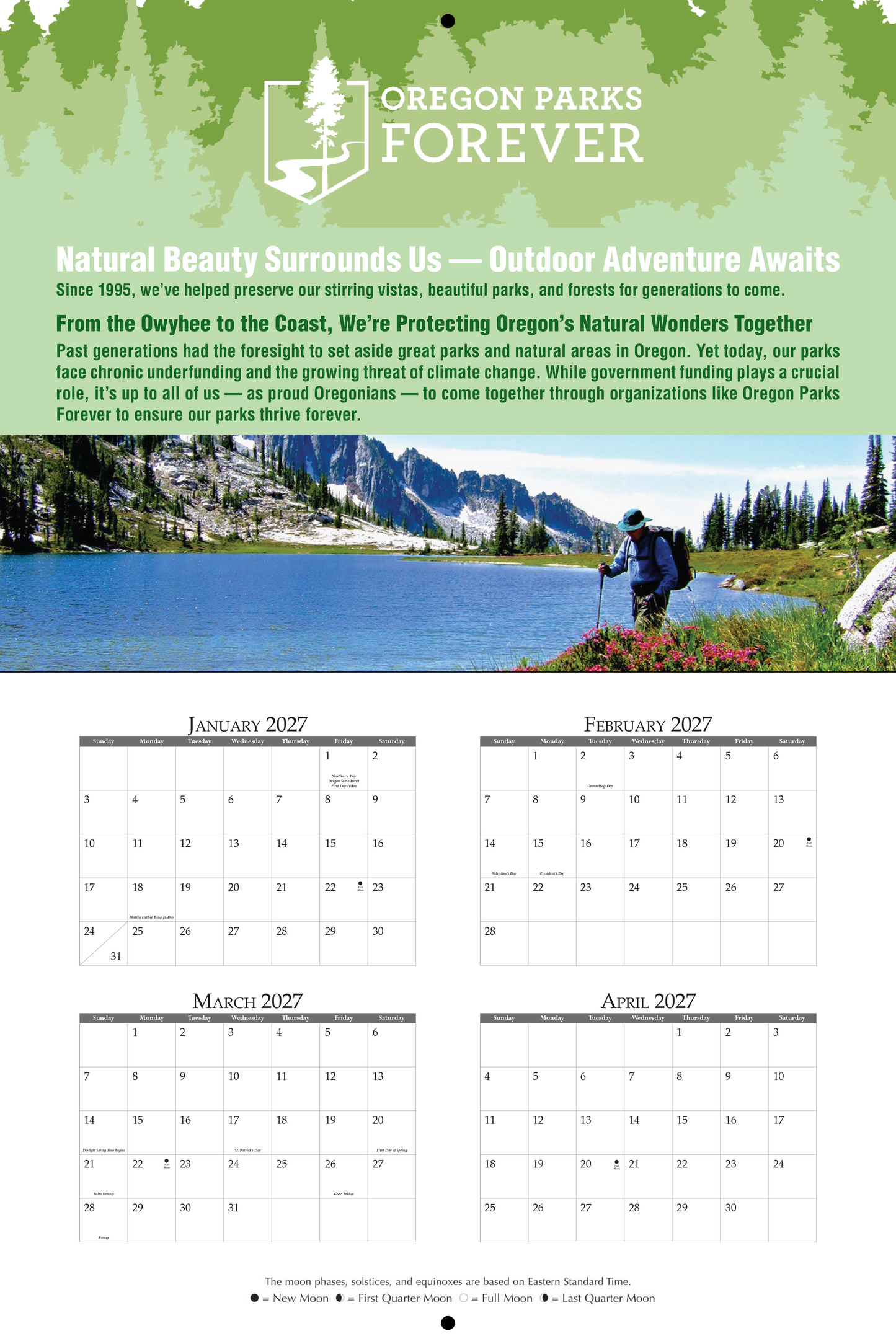 2027 Oregon Parks Forever Calendar