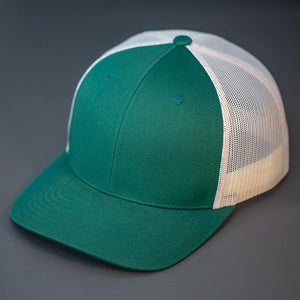 “Any Park” Trucker Hat - Dark Green Front w/Birch Mesh