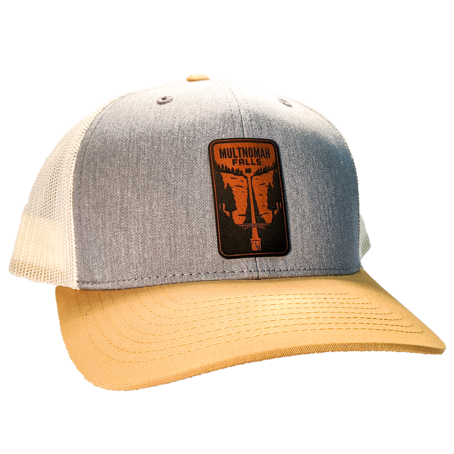 Multnomah Falls Leather Patch Trucker Hat