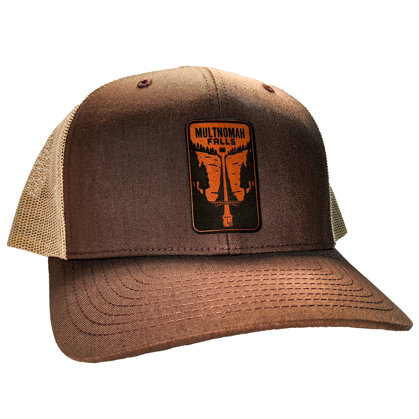 Multnomah Falls Leather Patch Trucker Hat