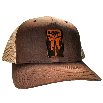 Multnomah Falls Leather Patch Trucker Hat