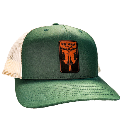 Multnomah Falls Leather Patch Trucker Hat